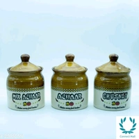 300ml Ceramic Pickle Jars With Lid Set Of 3  - Jars
